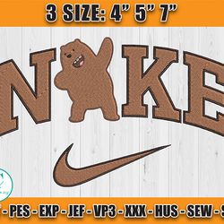 nike x grizz bear embroidery, we bare bears embroidery design