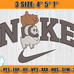 nike x cute bear embroidery, cartoon nike embroidery, embroidery design file