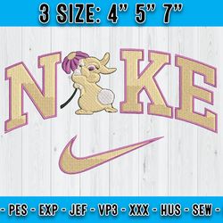 nike miss bunny embroidery, bambi cartoon embroidery, disney characters embroidery