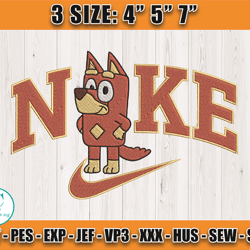 nike x rusty embroidery, bluey character embroidery, nike x cartoon embroidery