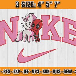 nike deadpool unicorn embroidery file, deadpool embroidery design, anime machine embroidery pattern