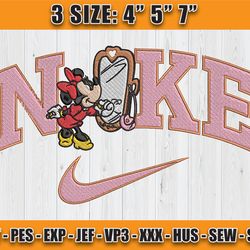 nike x cute mickey embroidery, cartoon nike embroidery, mickey mouse character embroidery