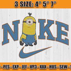nike minions stuart embroidery, nike cartoon embroidery, minion characters embroidery