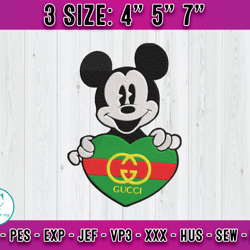 mikey heart gucci embroidery, gucci cartoon embroidery, fashion brand embroidery