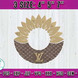 lv flower embroidery, logo fashion brand embroidery, embroidery file