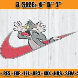 niketom scared embroidery, cartoon embroidery, tom and jerry embroidery