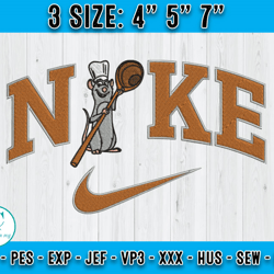 nike remy embroidery file, nike ratatouille disney embroidery design