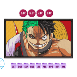 zoro luffy anime embroidery design, anime embroidery designs