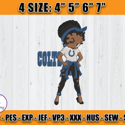 Colts For Life, Betty Boop Indianapolis Coltl Embroidery, Betty Boop Embroidery File , Football Embroidery, D5 - Hall
