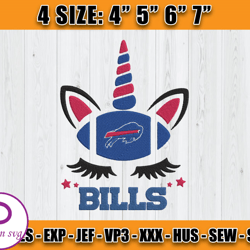 Buffalo Bills Embroidery, Unicorn Embroidery, NFL Machine Embroidery Digital, 4 sizes Machine Emb Files -02-Diven