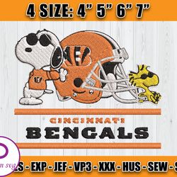 Bengals Snoopy Embroidery, Bengals Logo, Nfl Embroidery Design, Sports Embroidery