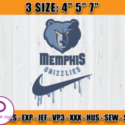 memphis grizzlies embroidery design, basketball nike embroidery machine design