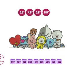 bt21 figure anime embroidery design, anime embroidery designs 146