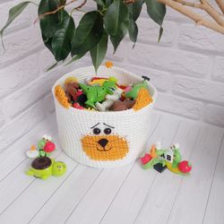 Cute CatToy Basket - Handcrafted Baby Room Decor and Storage Solution, 1 pcs