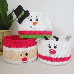 Christmas Basket - Cozy Crochet Storage for your Holiday Decor, Holiday Gift, 1 pcs
