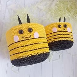 Crocheted Bee Basket Set - Perfect Children's Room Decor & Playful Toy, 2 pcs
