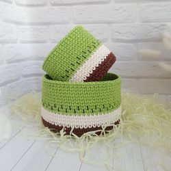 Crocheted Kiwi Fruit Baskets - Cute Addition to your Kitchen