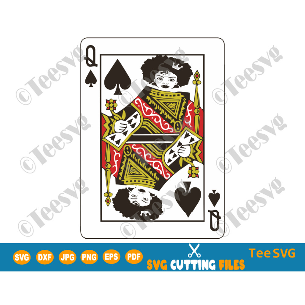 Afro Queen of Spades SVG Black Queen of Spade Card Game PNG Cut files for Girl & Woman.png