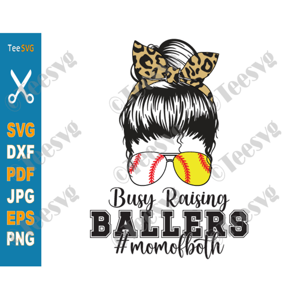 Busy Raising Ballers SVG Mom of Both Baseball Softball SVG Mom Life Messy Bun Bandana Leopard.png