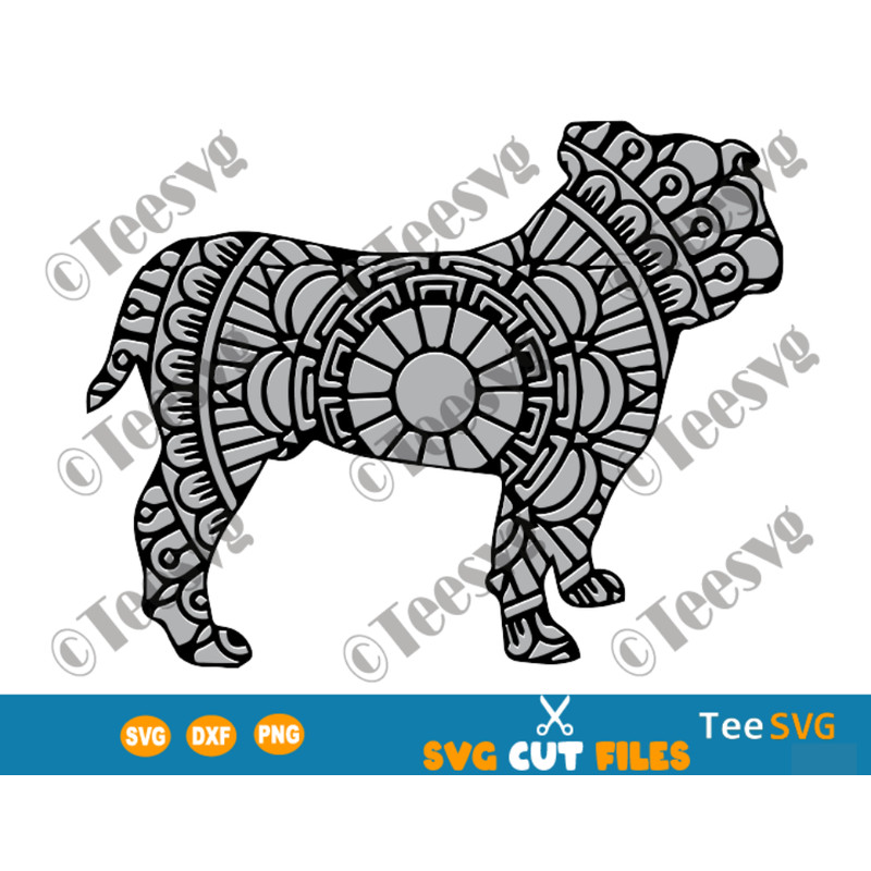 Bulldog Mandala SVG Files, Bulldog SVG Cut File Vector, Dog Mandala SVG, Puppy Cricut Image, Dog Breeds SVG Files for Cricut.png
