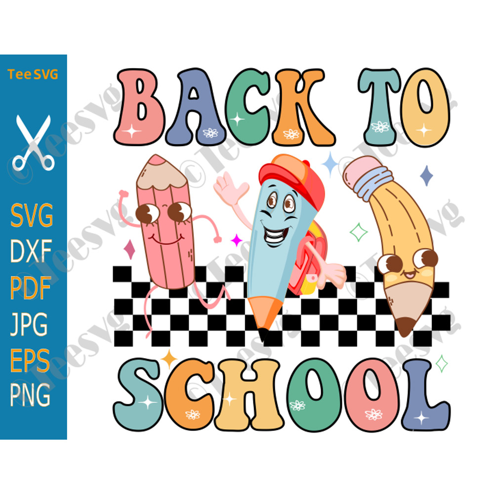 Cute Back to School SVG Designs PNG Retro Character Back to School Pencil Clipart  Teacher Kids First Day of School SVG Cricut Vector Graphics.png