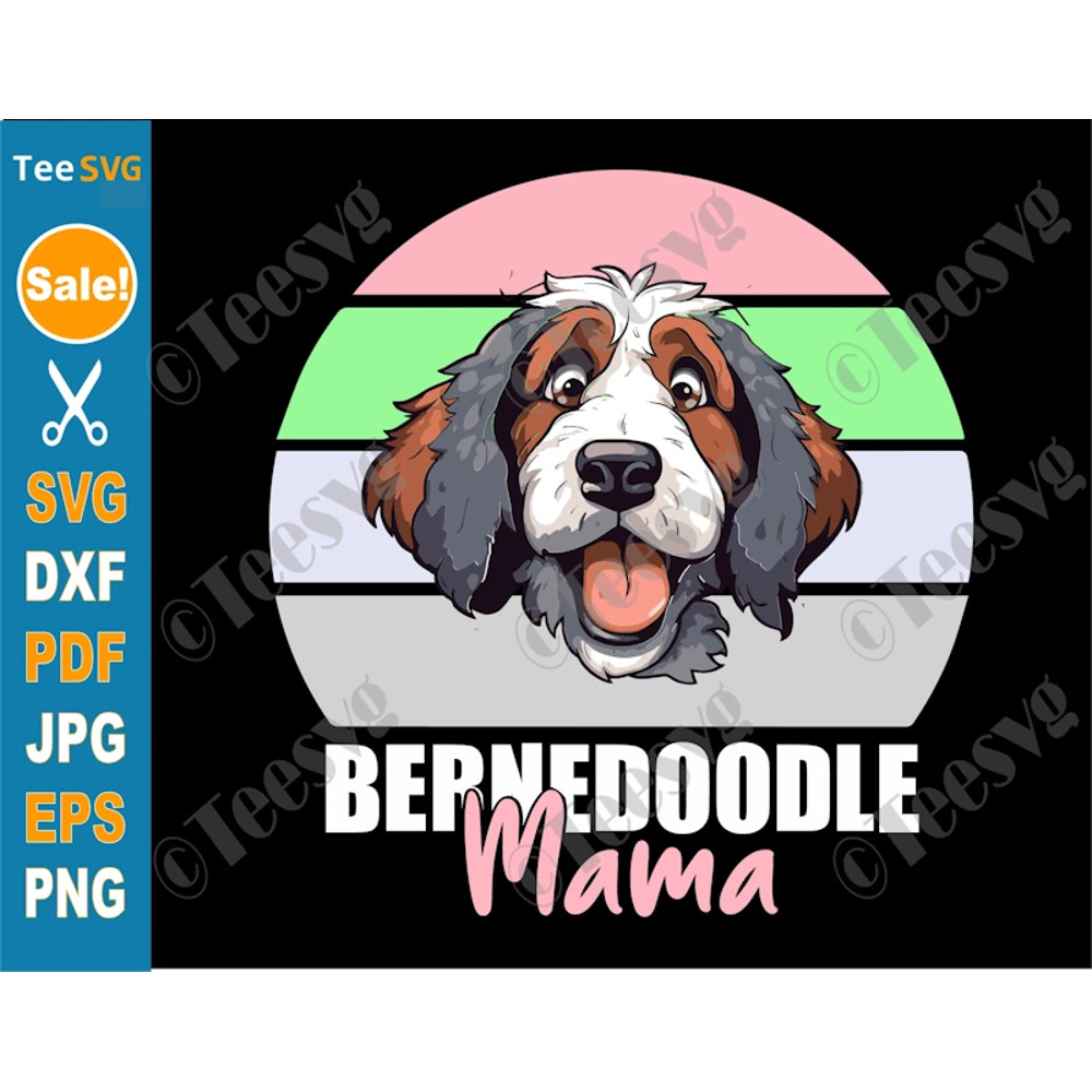 Mama Bernedoodle CLIPART SVG PNG Graphic Design Doodle Bernese Mountain Vector Dog Mom Print Poodle Illustration Decal Puppy Images Sublimation.png
