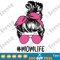 Mom Life Messy Bun SVG PNG Decal Messy Hair Mom Face with Bandana and Sunglasses Mother's Day Designs.png