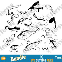 fishing lure svg bundle fishing hooks vector pattern fly fishing lure tumbler print fisherman decal fisher gear diy cut