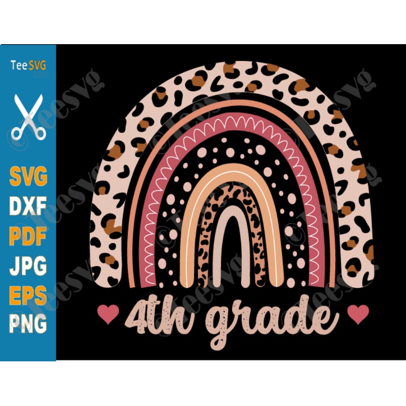 Fourth Grade SVG Teacher Hello 4th Grade Rainbow SVG Back to School SVG PNG Graduation Kids Fourth Grader Shirt First Day of School Squad.png