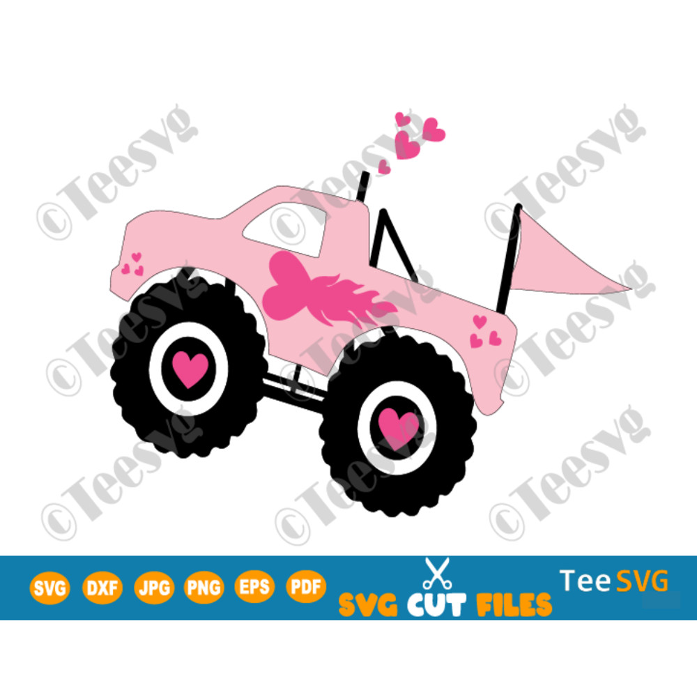 Monster Truck SVG Girl Clipart Monster Jam for Girls Girly Grave Digger Cricut Cut Files and PNG.png