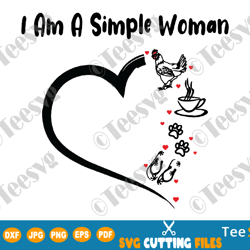 i'm a simple woman svg png funny women svg cute chicken coffee dogs flip flop heart hoodie shirt print gift