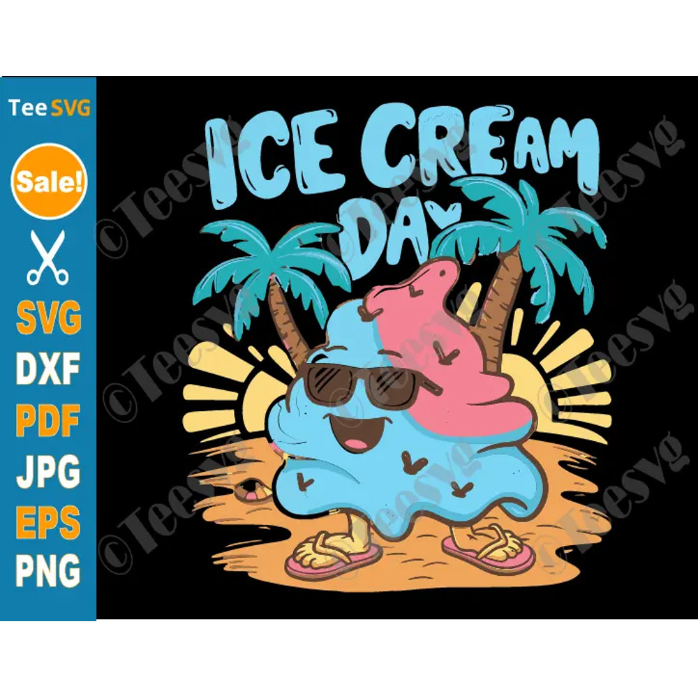 Ice Cream SVG File PNG - Ice Cream Day for Kids - Ice Cream Cartoon PNG - Summer Vacation Ice Cream Cone SVG Shirt Design for Cricut Clipart Image Download.png