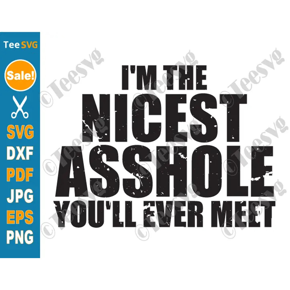 Sassy Quotes Funny Quotes SVG PNG Shirt Design  Im The Nicest Asshole You ll Ever Meet Saying Men Cricut.png