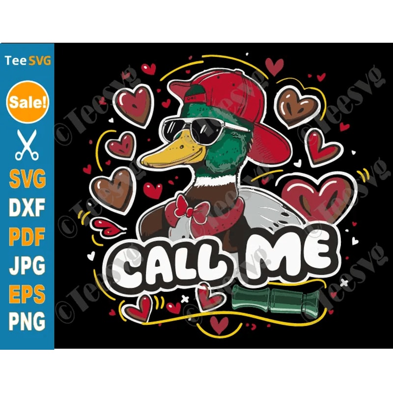 Call Me Duck Valentine SVG PNG Boys Toddler Hunting Valentines Day Cricut Shirt Design 0