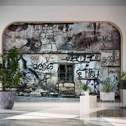 Grey Graffiti Wallpaper - Sleek Wall Update