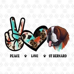 Peace Love St Bernard Dog Cowhide Png