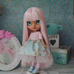 Blythe custom doll Blythe ooak Blythe doll Blythe with pinkl hair