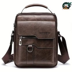 vintage leather crossbody shoulder bag for women casual business satchel