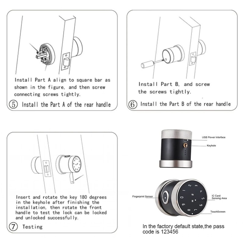 5in1 Smart Door Lock Keyless Entry Biometric Fingerprint Remote Control Password 4