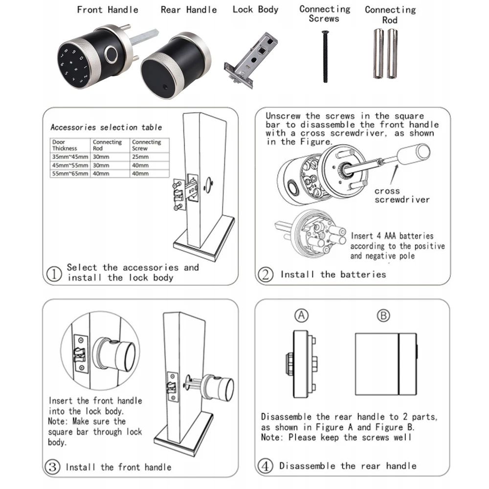 5in1 Smart Door Lock Keyless Entry Biometric Fingerprint Remote Control Password 5