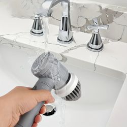 cordless electric spin scrubber, powerful cleaning brush for shower, sinks & tough grime – rechargeable