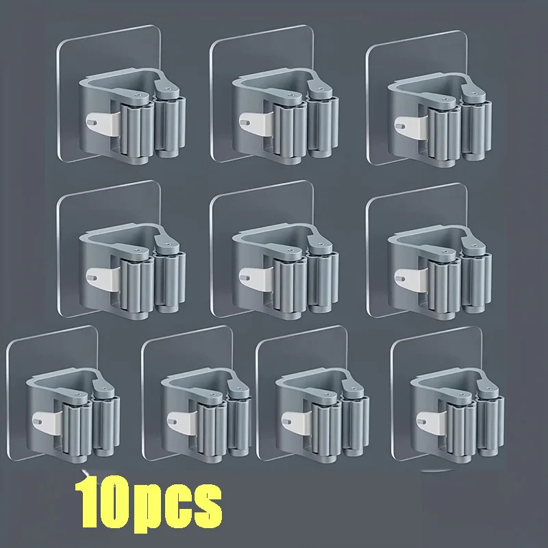 Mop Holder Wall Mount SelfAdhesive Broom Stand SpaceSaving Brush Umbrella Hook Organizer For Bathr