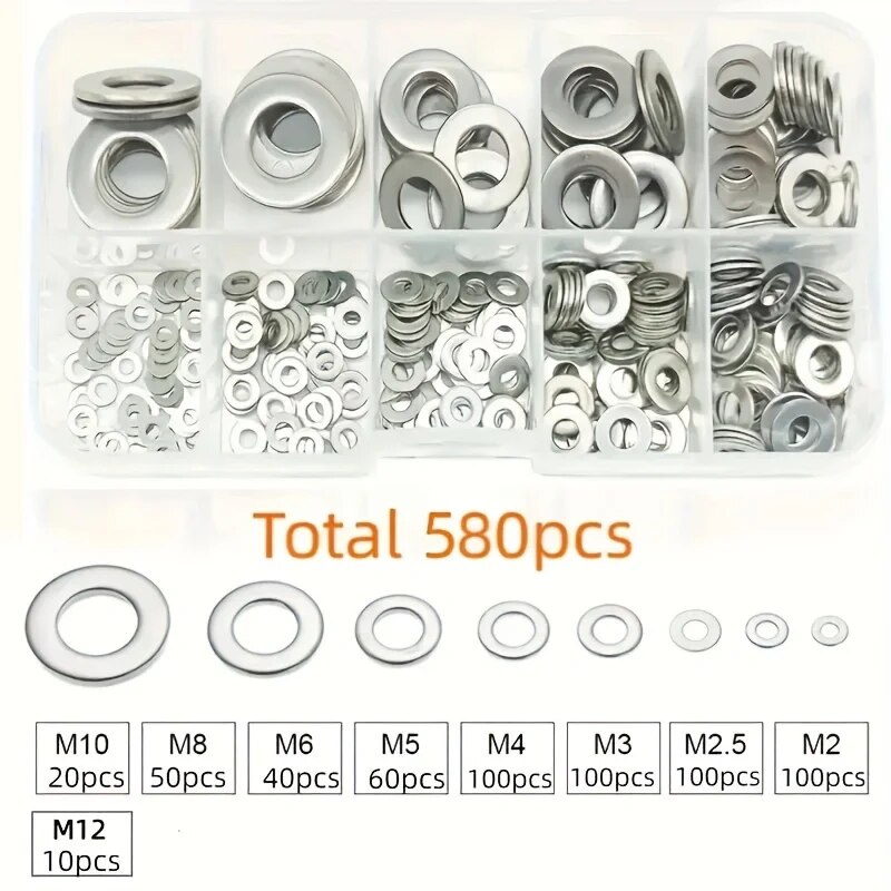 Stainless Steel Flat Washers Set Perfect for Home Decor Factory Repair Kitchens  DIY Projects