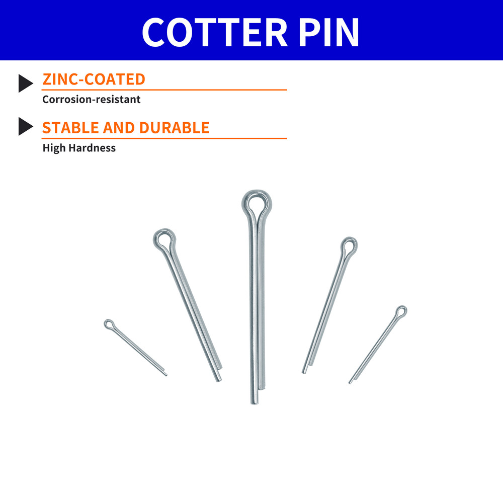 High Quality Sliver Split Pins Cotter Fixings Zinc Plated Steel Hard Case Link Split Cotter Pin