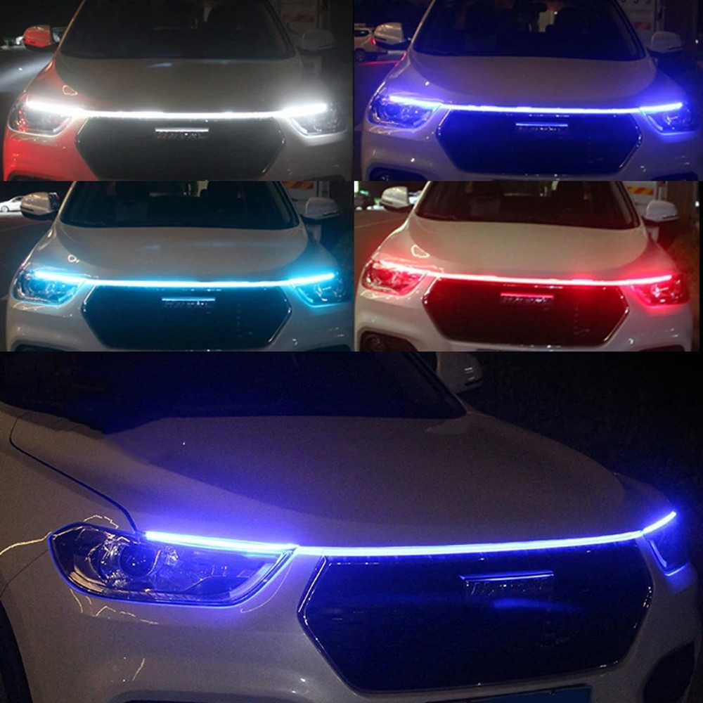 12V 3000LM LED Daytime Running Light DRL Scan Starting Car Hood Decorative Lights IP68 Waterproof C 0