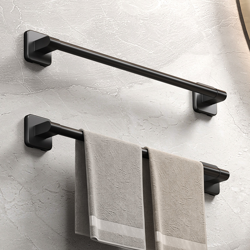 White Bathroom Towel Rack DrillFree SelfAdhesive Towel Holder SpaceSaving Towel Bar  Rail