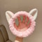 Cute Cat Ear Coral Fleece Headband Plush Bow Hairband for Women Girls