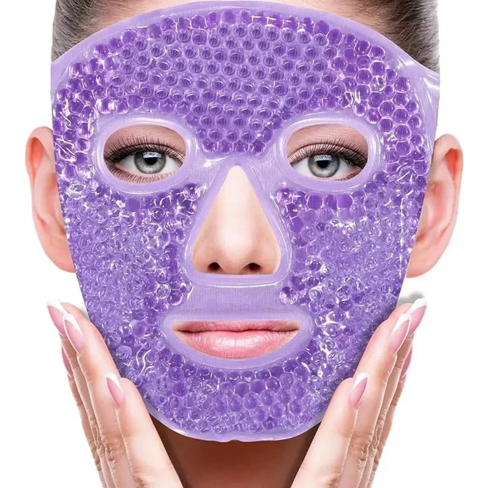 Spa Ice Cold Hot Heat Full Face Eye Mask Gel Beads Compress for Puffy Eyes Dark Circles
