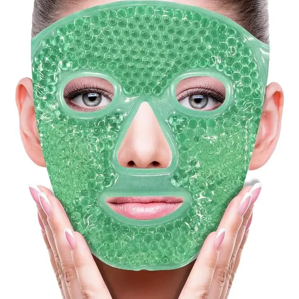 Spa Ice Cold Hot Heat Full Face Eye Mask Gel Beads Compress for Puffy Eyes Dark Circles