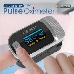 finger pulse oximeter with spo2, pr, pi, rr monitoring, oled display heart rate & oxygen saturation meter